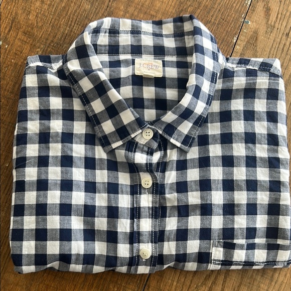 J. Crew Tops - J. Crew Women’s Lightweight Blue & White Checkered Button down Shirt Size M